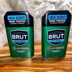 LOT 2 DISCONTINUED- BRUT 24 Hour ANTIPERSPIRANT DEODORANT Solid Stick BLUE WAVE